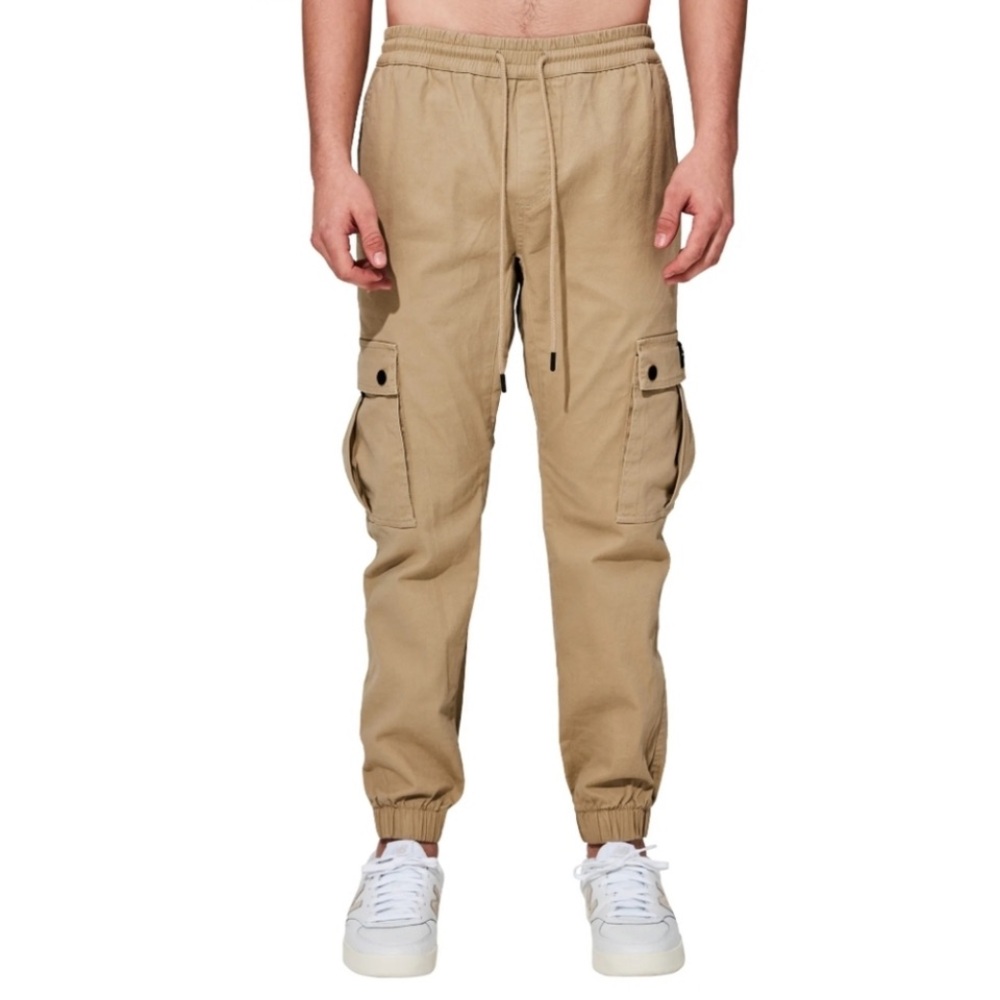 WeSC Slim Utility Cargo Jogger Mens Size L Womens Size large tan white NWT